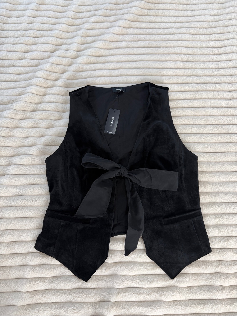 Zara Black Suede Tie-Front Vest